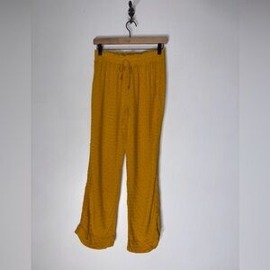 anthropologie‎ Yellow Textured Polka Dot Pull On Straight Leg Pants XS